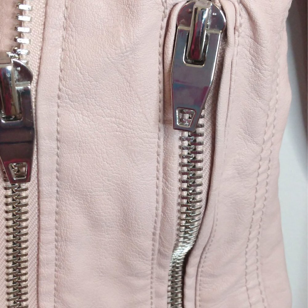 BLANK NYC PINK ZIPPERED FASHION MOTO LEATHER JACKET - SIZE XS - Picture 5 of 8